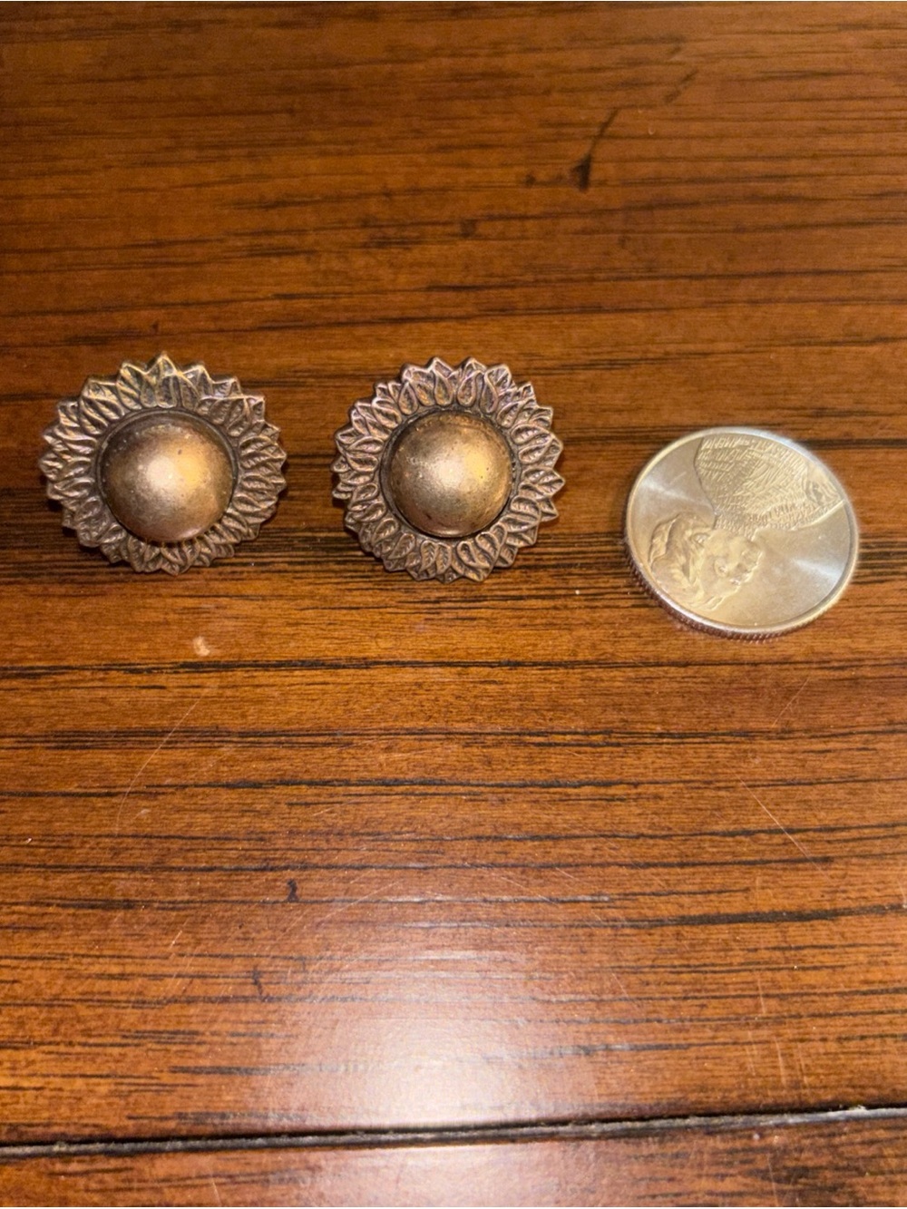 Vintage Sterling Silver Sunflower Screw On Earrings